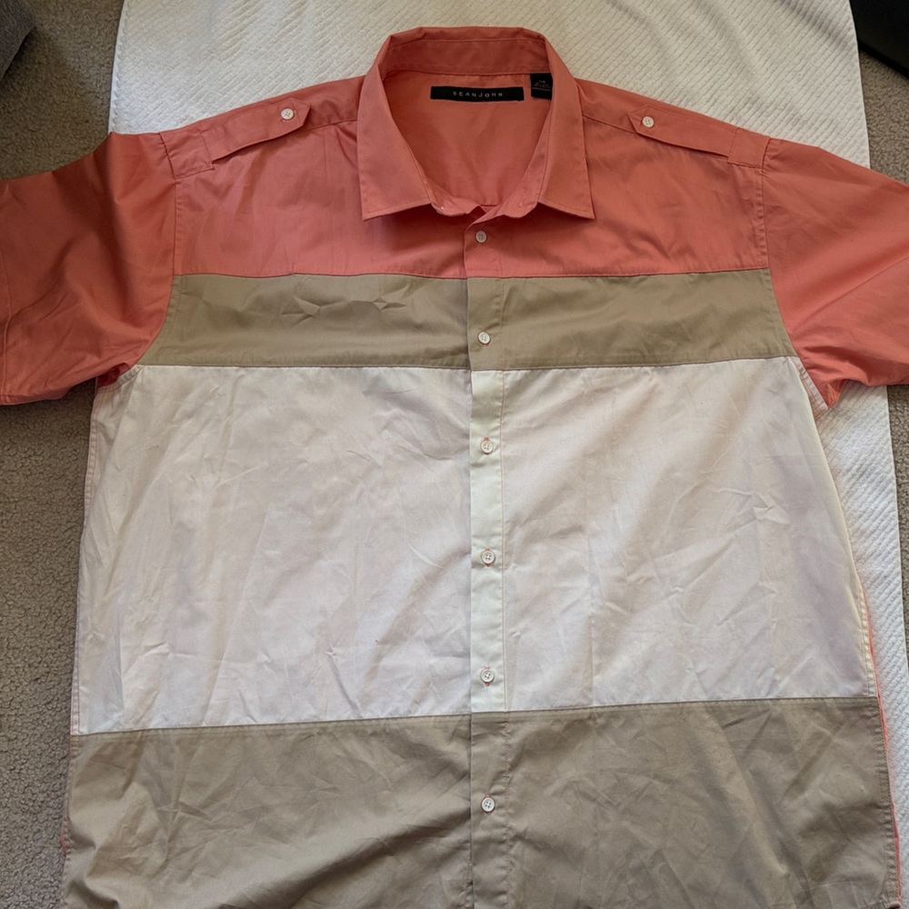 Sean John Coral and Beige Shirt Jacket